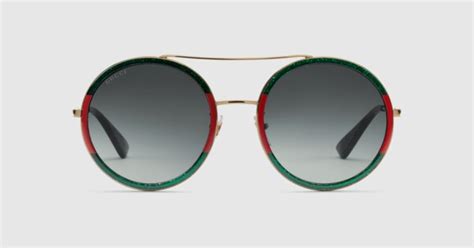 gucci round sunglasses green and red